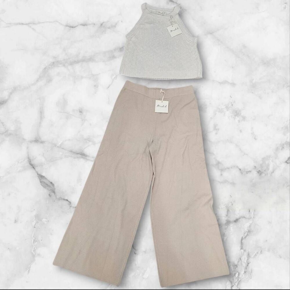Marled Tan & Cream Sweater Tank & Pants Set Size Large
